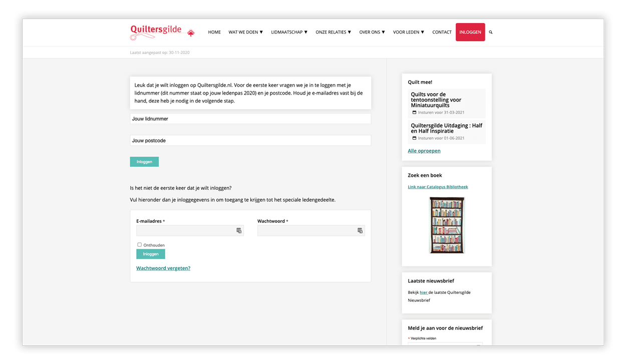 Quiltersgilde ledensysteem WordPress