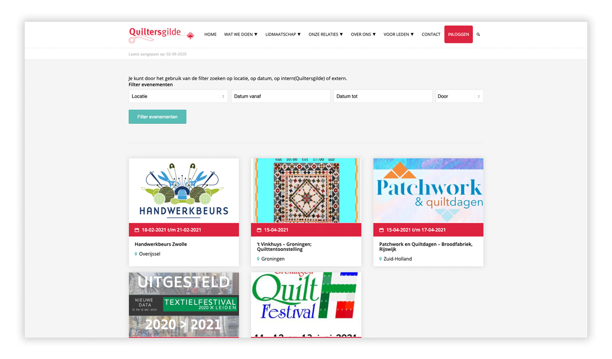 Quiltersgilde WordPress agenda