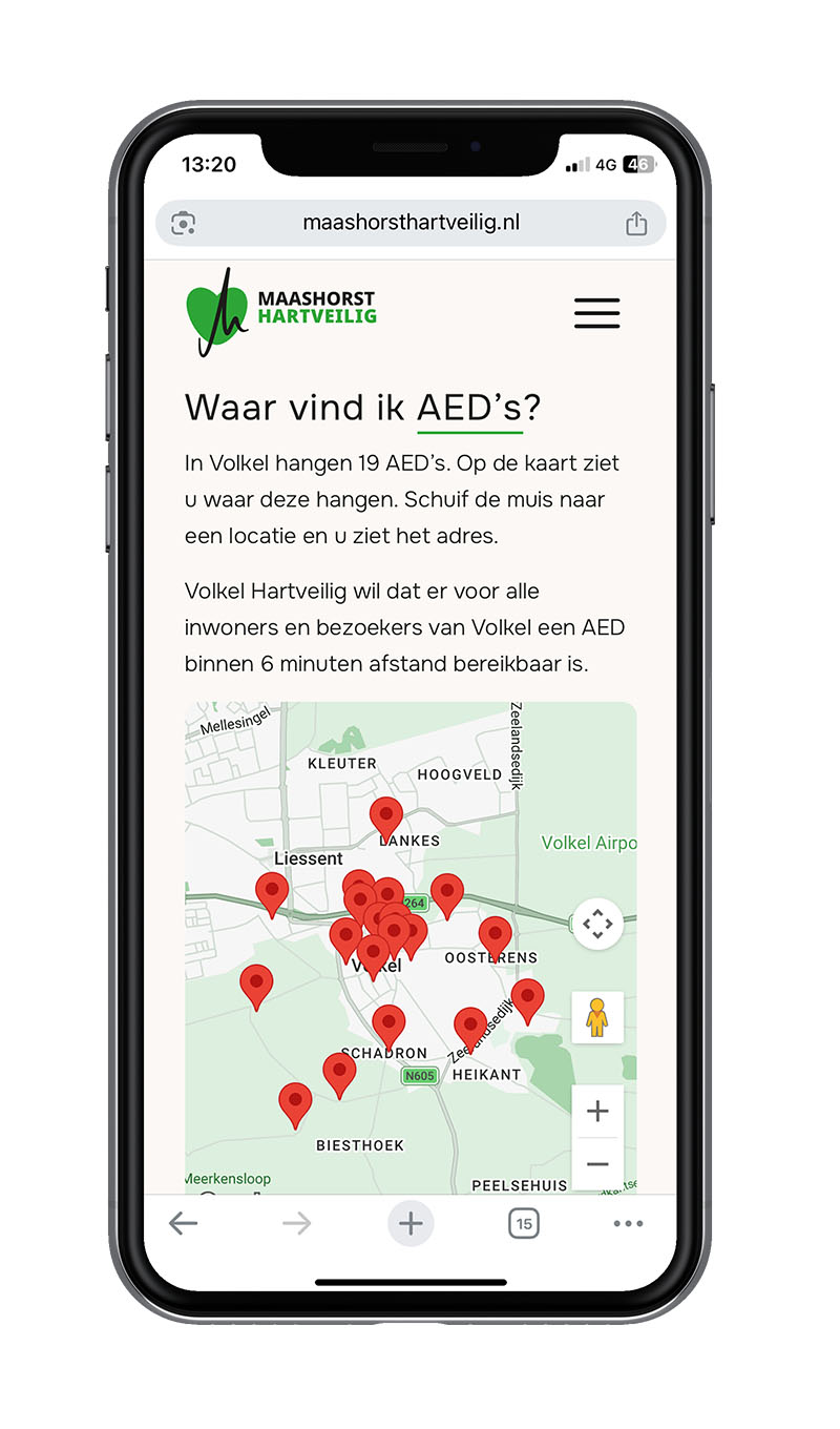 Google maps kaart van vereniging Maashorst Hartveilig