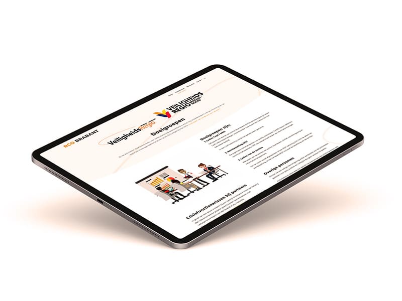mobile-inforportal-rco-brabant-kwaaijongens Navigatie van informatieportal met indeling per rol voor operationele en bestuurlijke gebruikers