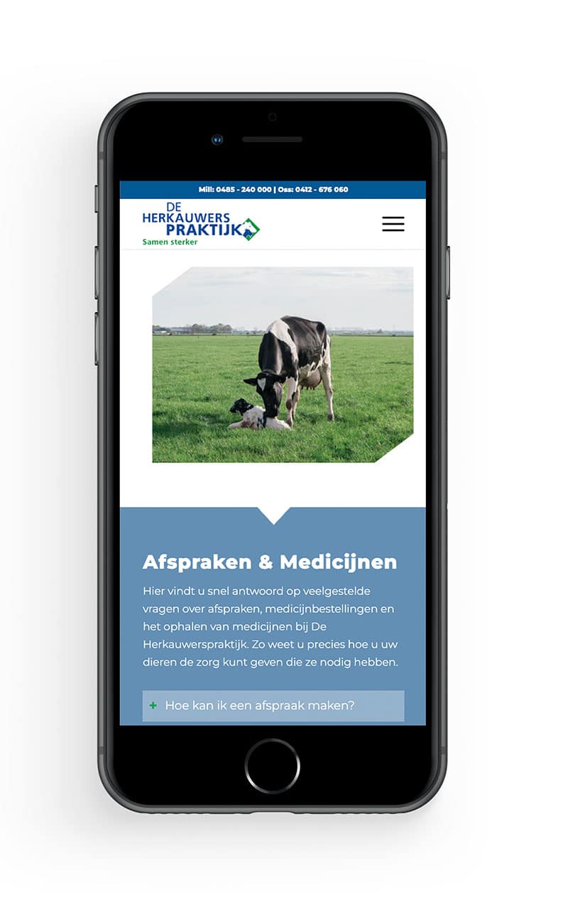 mobiele-praktijkwebsite-mill Praktijkwebsite mobiele weergave.